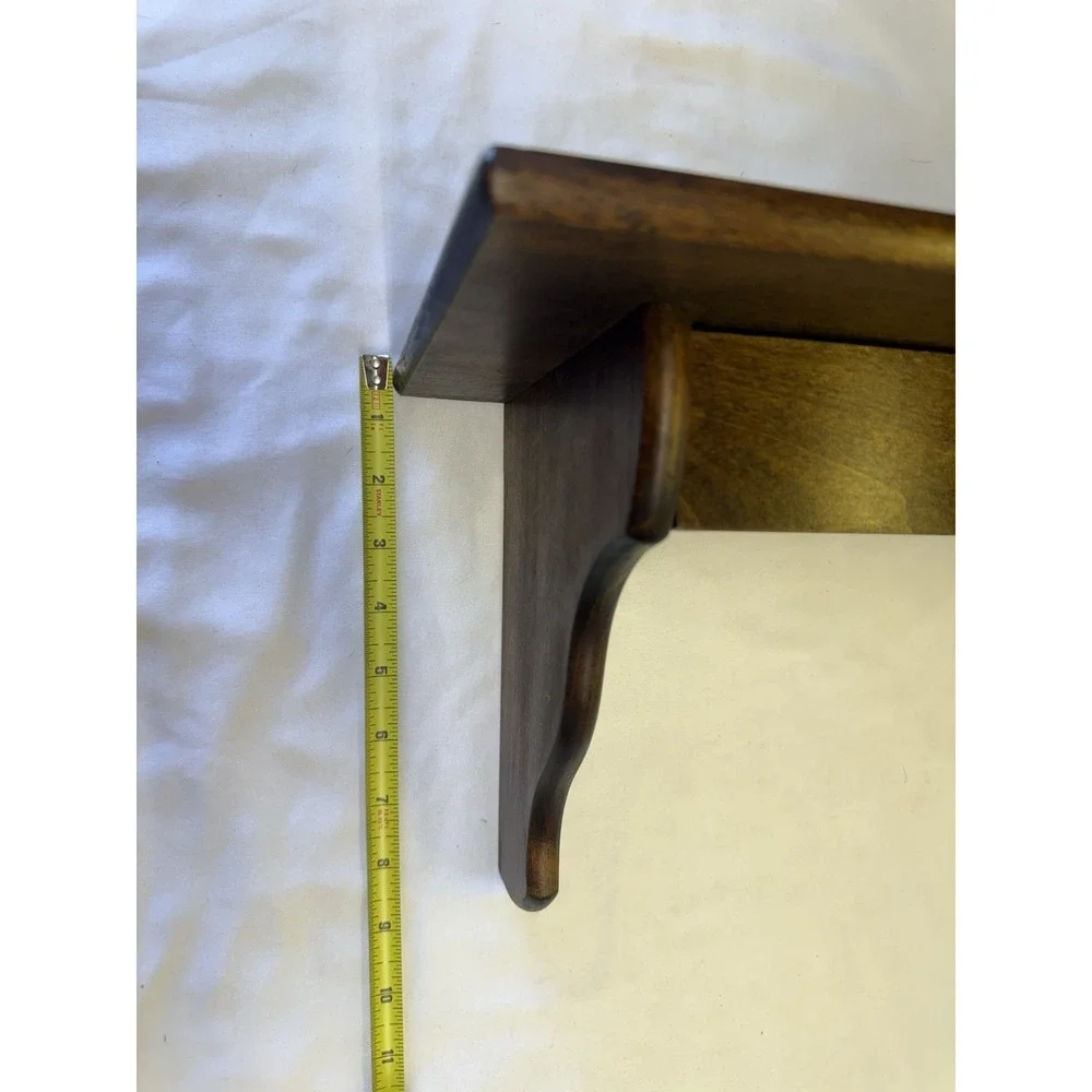 Vintage Rustic Brown Wood Shelf With Drawer And Plate Groove 18